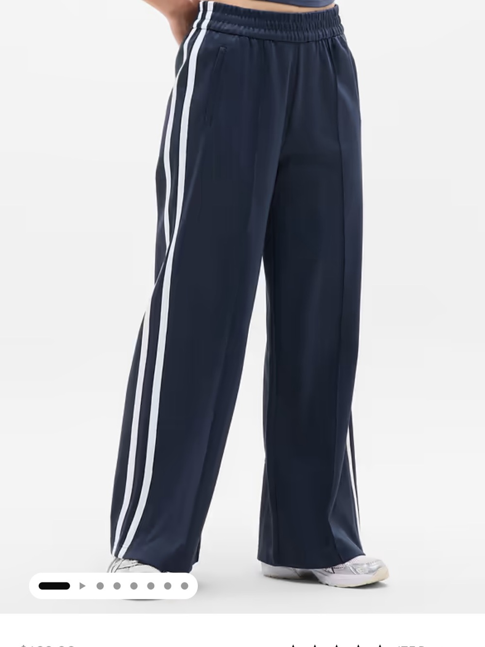 Athleta Wide Leg Womenβs Track Pants Navy White Size Large